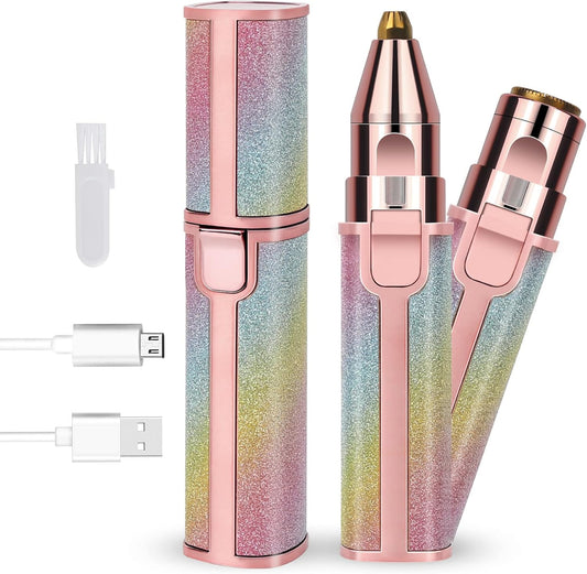 2 in 1 Rechargeable Eyebrow Trimmer & Facial Hair Remover โ Painless, Flawless Shaver for Women