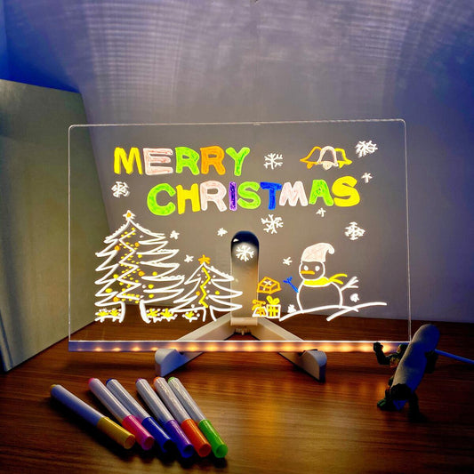 LED Light-Up Writing Board 20ร30 cm Acrylic Message Pad with Stand Colorful