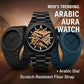 Professional Black Arabic Aura Watch With Eastern Arabic Numerals And Date Elegant Durable Stylish Unique And Modern (Without Box)